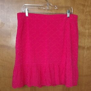 LOFT Women's Pink Eyelet Lined Mini Skirt